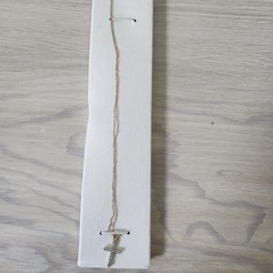 Cross Necklace Sterling Silver Genuine Cubic Zirconia